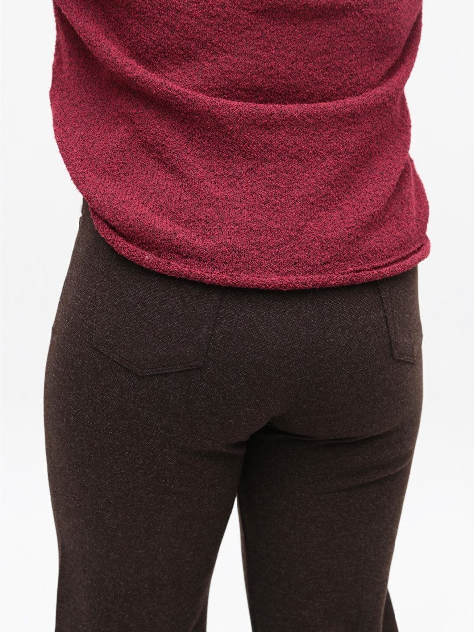 Штани жіночі коричневі широкі теплі зі стрейчем 7859-B-5