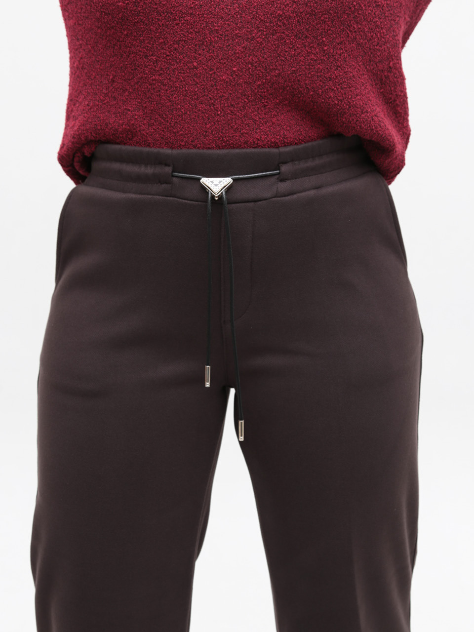 Брюки женские коричневые широкие теплые на резинке 1720-6