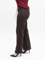 Брюки женские коричневые широкие теплые на резинке 1720-6