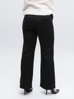 Брюки женские черные широкие теплые на резинке 1720-2