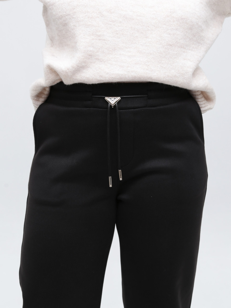 Брюки женские черные широкие теплые на резинке 1720-2