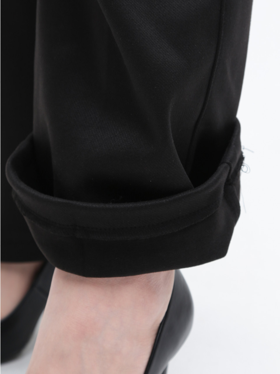 Брюки женские черные широкие теплые на резинке 1720-2