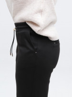 Брюки женские черные широкие теплые на резинке 1720-2