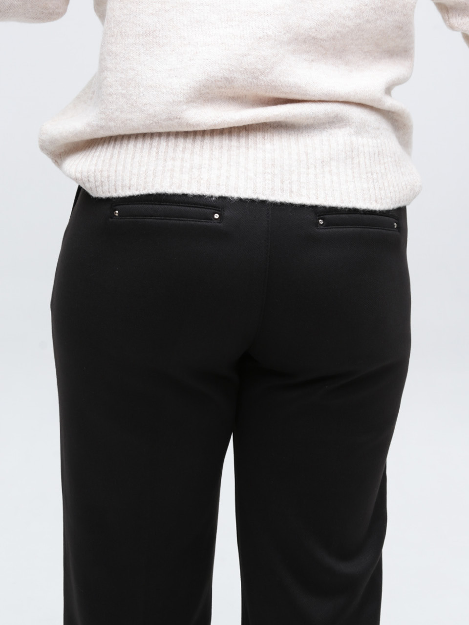 Брюки женские черные широкие теплые на резинке 1720-2