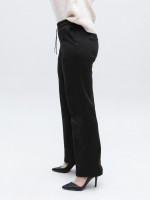 Брюки женские черные широкие теплые на резинке 1720-2