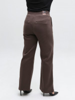 Брюки женские коричневые широкие теплые на резинке большие размеры 1720-B-7