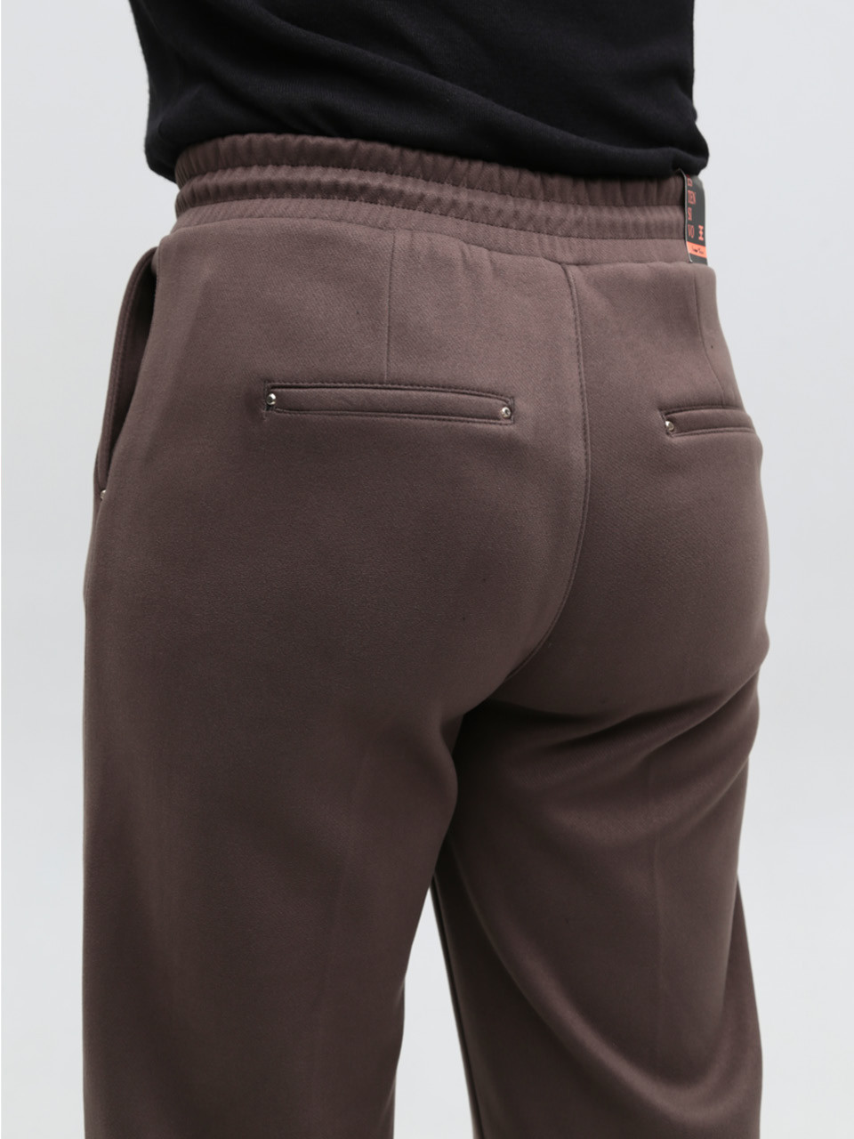 Брюки женские коричневые широкие теплые на резинке большие размеры 1720-B-7