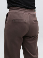 Брюки женские коричневые широкие теплые на резинке большие размеры 1720-B-7
