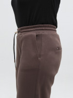 Брюки женские коричневые широкие теплые на резинке большие размеры 1720-B-7