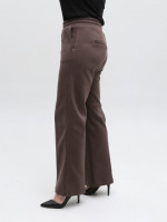 Брюки женские коричневые широкие теплые на резинке большие размеры 1720-B-7