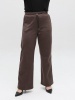 Брюки женские коричневые широкие теплые на резинке большие размеры 1720-B-7
