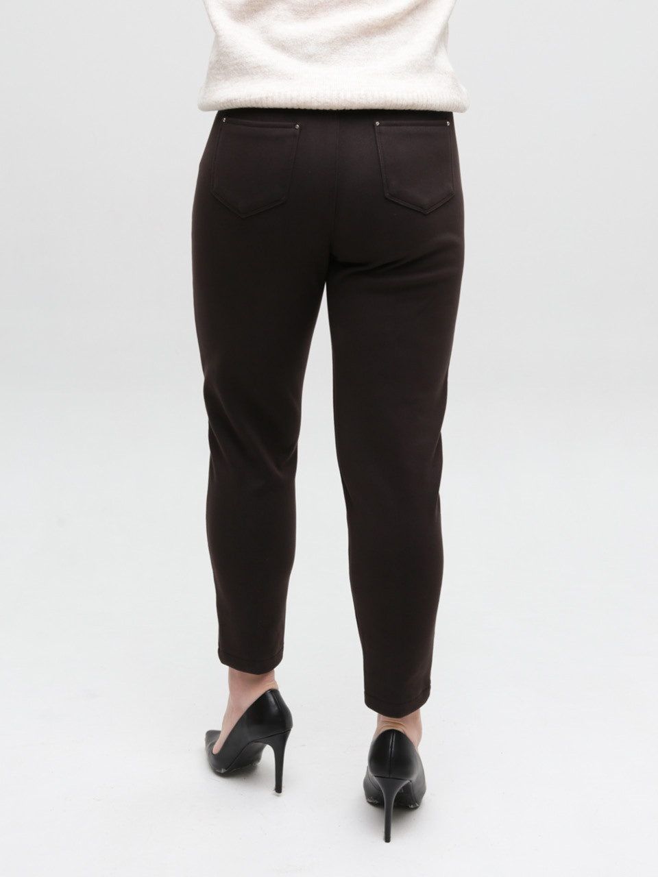 Брюки женские коричневые МОМ теплые на резинке 1719-6