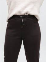 Брюки женские коричневые МОМ теплые на резинке большие 1719-B-6