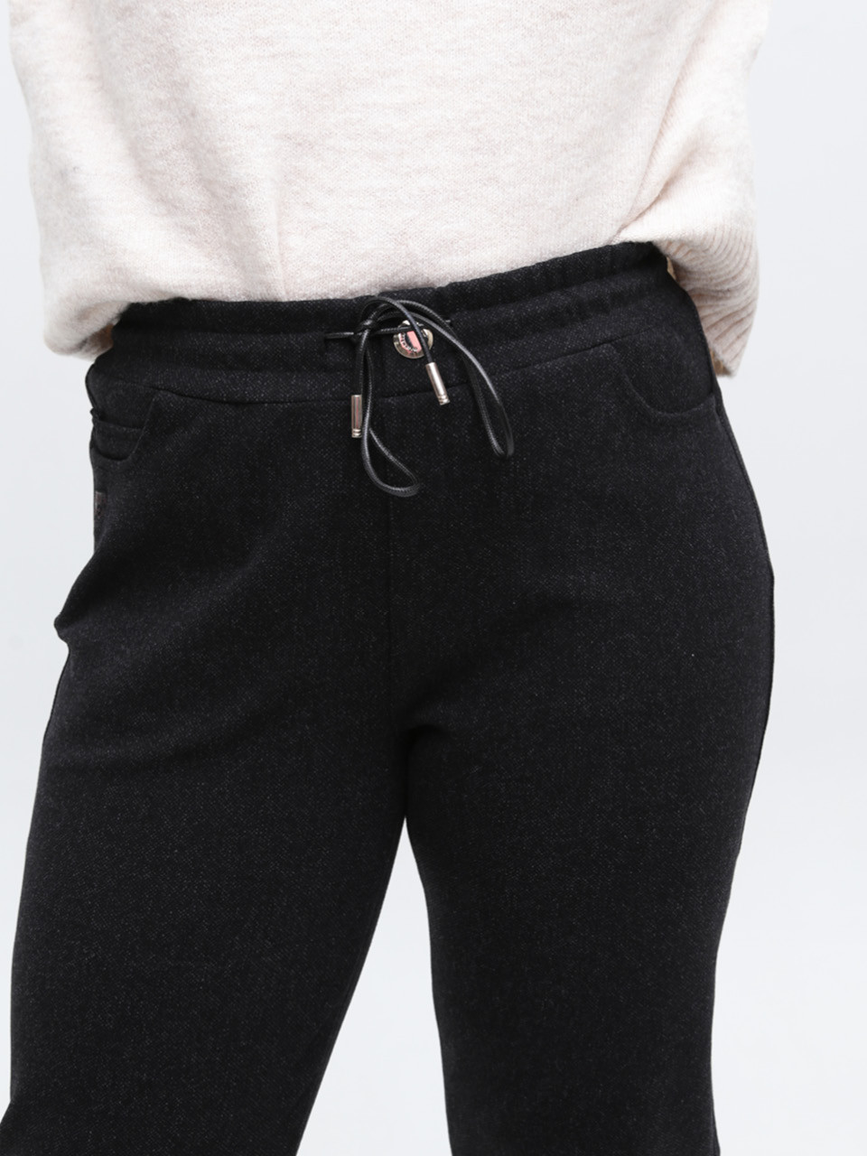 Брюки женские черные МОМ теплые на резинке 1714-2