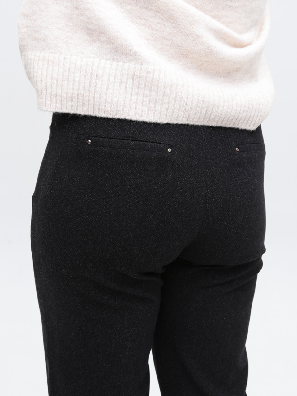 Брюки женские черные МОМ теплые на резинке 1714-2