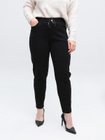 Брюки женские черные МОМ теплые на резинке большие размеры 1714-B-2