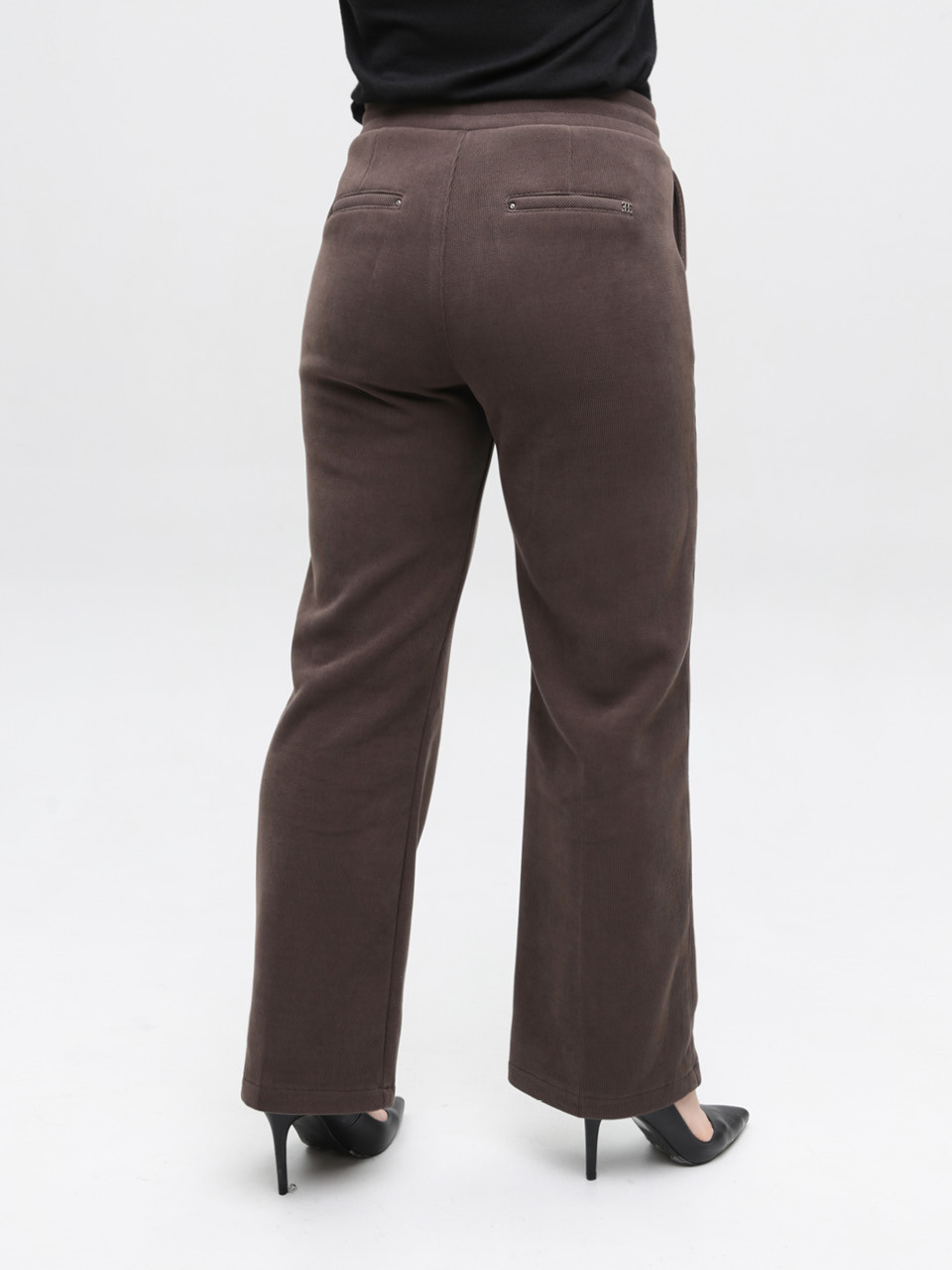 Брюки женские светло-коричневые широкие вельветовые на флисе 1707-7