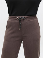 Брюки женские светло-коричневые широкие вельветовые на флисе 1707-7