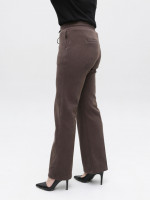 Брюки женские светло-коричневые широкие вельветовые на флисе 1707-7