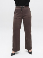 Штани жіночі світло-коричневі вельветові широкі на флісі 1707-B-7
