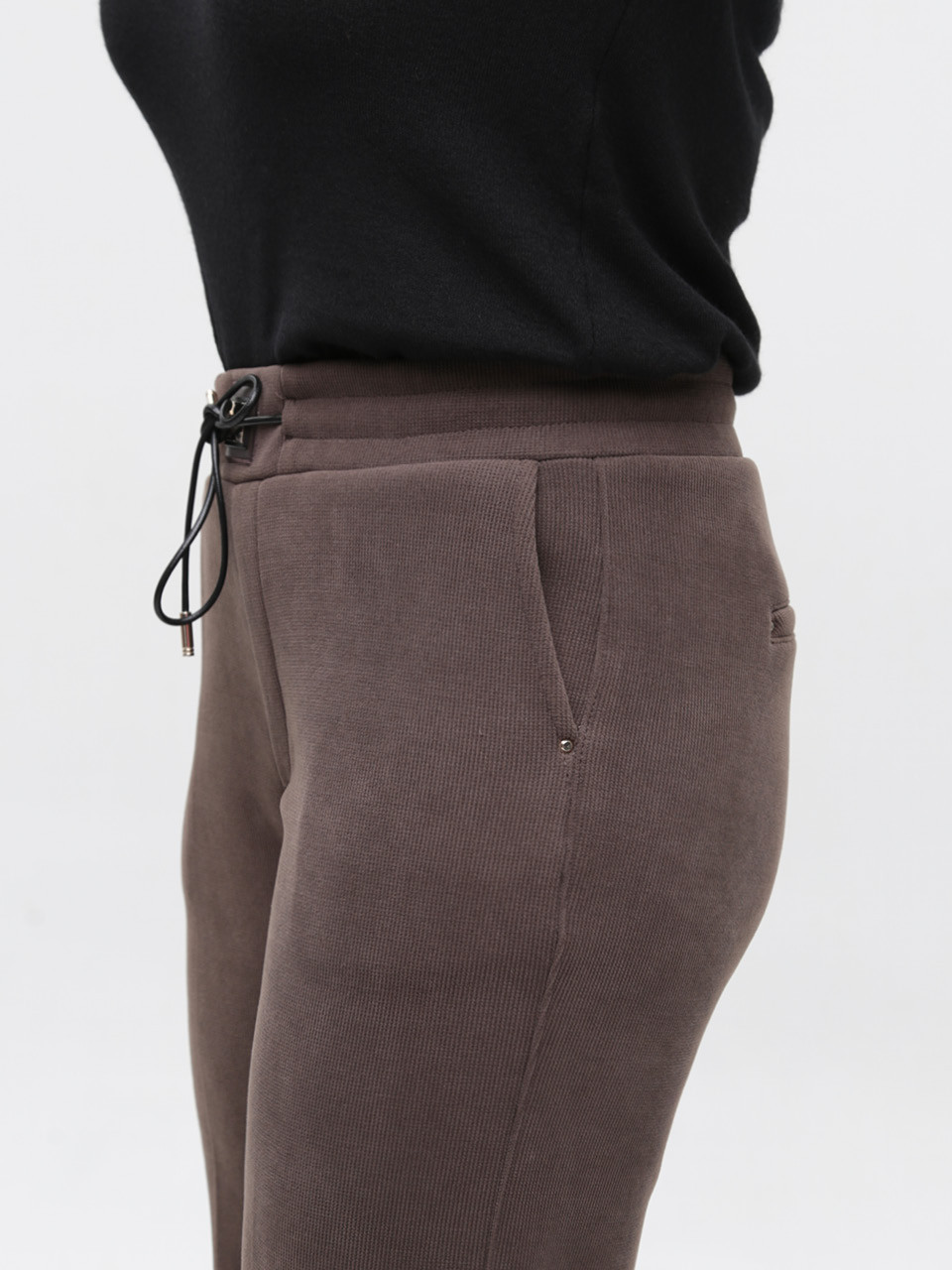 Штани жіночі світло-коричневі вельветові широкі на флісі 1707-B-7