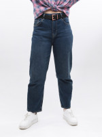 Джинсы женские МОМ прямые темно-синие в больших размерах 1617-B