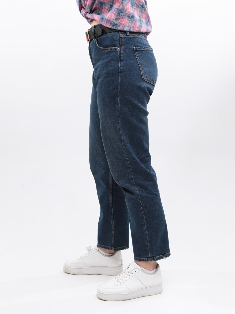 Джинсы женские МОМ прямые темно-синие в больших размерах 1617-B