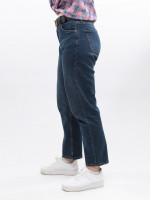 Джинсы женские МОМ прямые темно-синие в больших размерах 1617-B