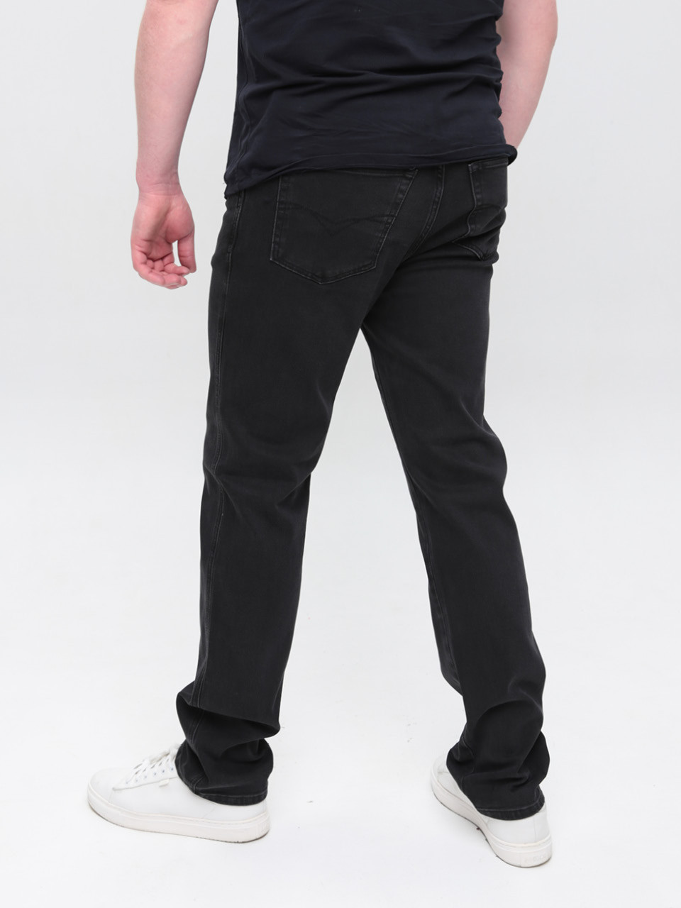 Джинсы мужские серо-черные прямые со стрейчем 347-52