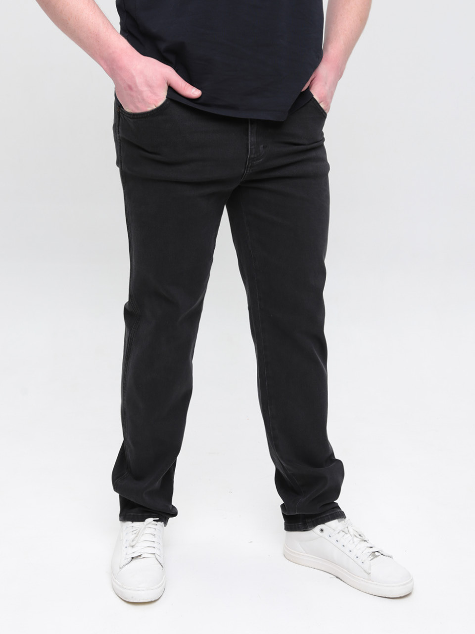 Джинсы мужские серо-черные прямые со стрейчем 347-52