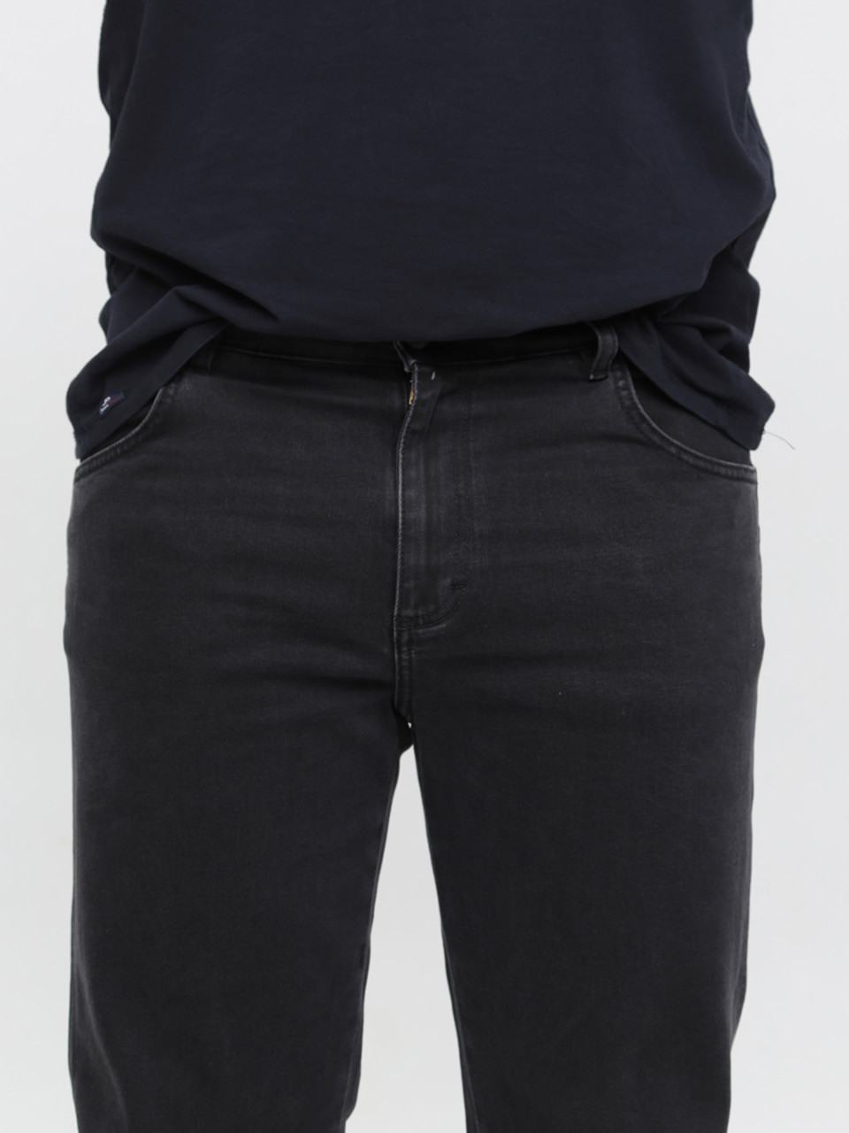 Джинсы мужские серо-черные прямые со стрейчем 347-52