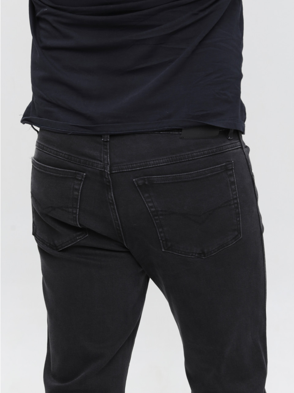 Джинсы мужские серо-черные прямые со стрейчем 347-52