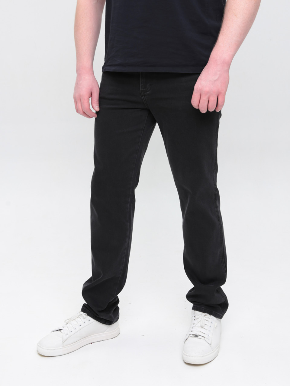 Джинсы мужские серо-черные прямые со стрейчем 347-52