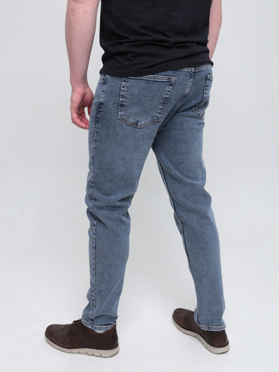 Джинсы мужские утепленные синие на флисе слим 3032-4685