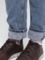 Джинсы мужские утепленные синие на флисе слим 3032-4685