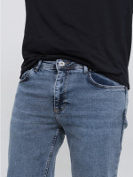 Джинсы мужские утепленные синие на флисе слим 3032-4685