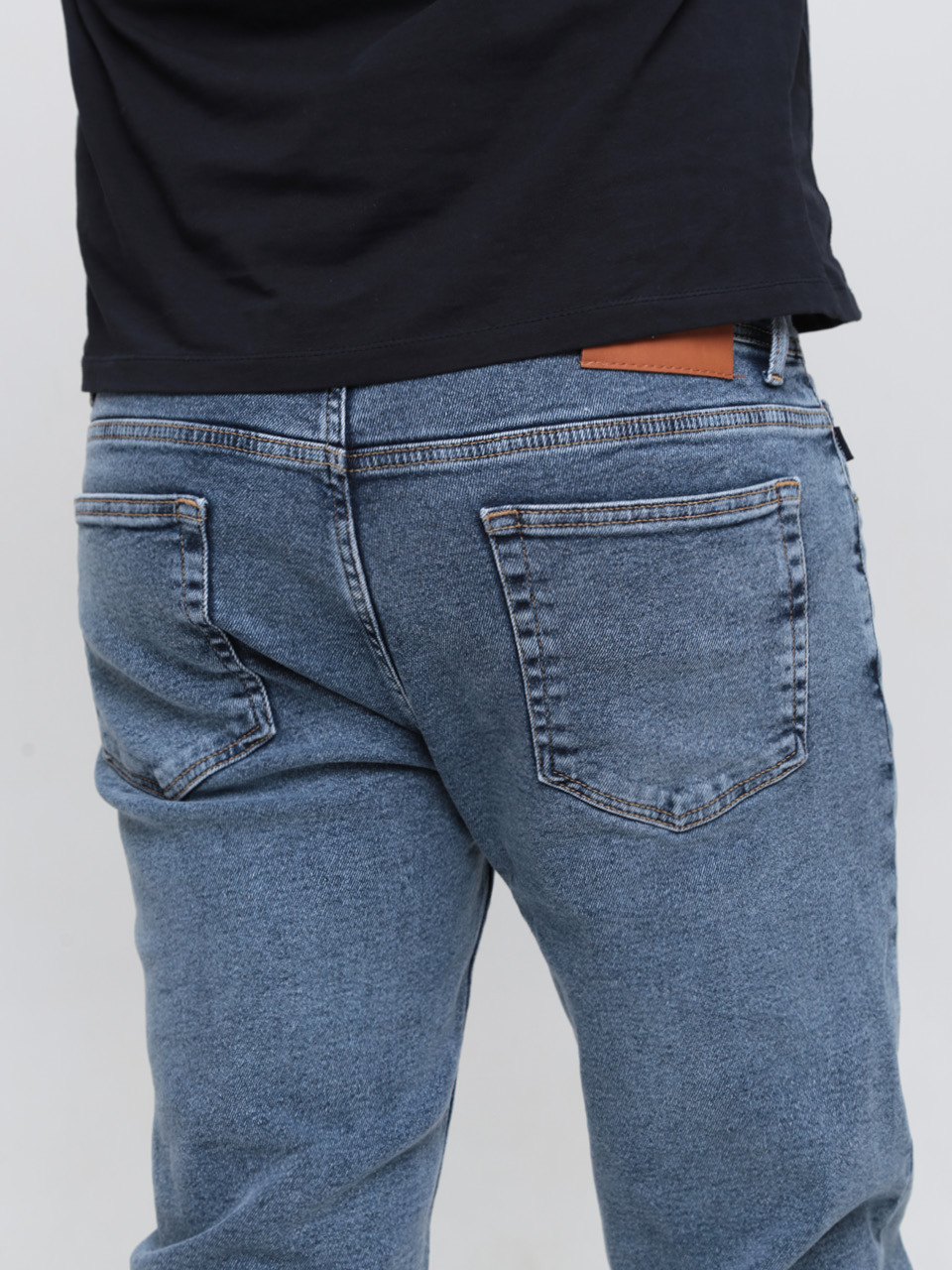 Джинсы мужские утепленные синие на флисе слим 3032-4685