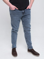 Джинсы мужские утепленные синие на флисе слим 3032-4685