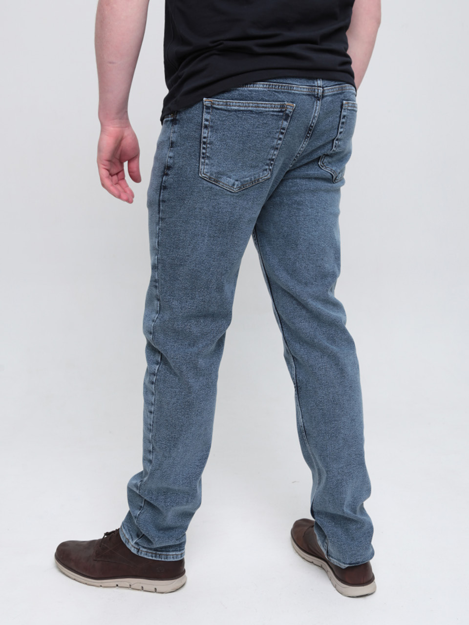 Джинсы мужские утепленные синие на флисе слим 1045-4682