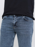 Джинсы мужские утепленные синие на флисе слим 1045-4682