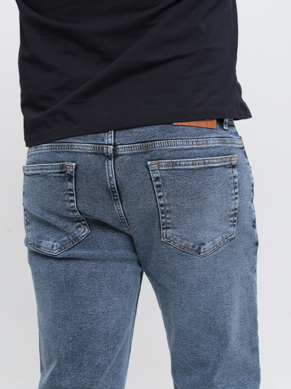 Джинсы мужские утепленные синие на флисе слим 1045-4682