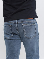 Джинсы мужские утепленные синие на флисе слим 1045-4682