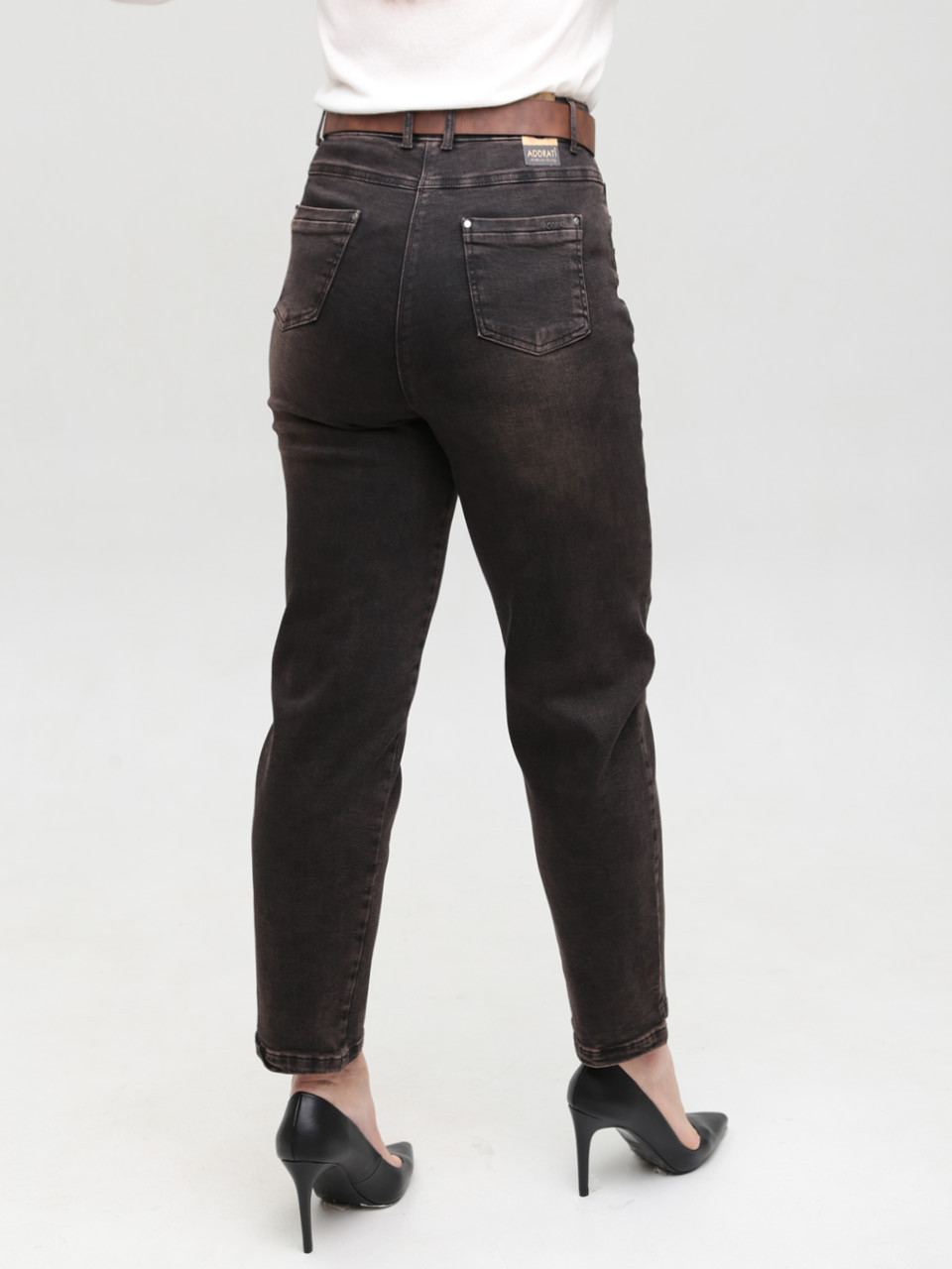 Джинси жіночі коричневі МОМ зі стрейчем 7825-5