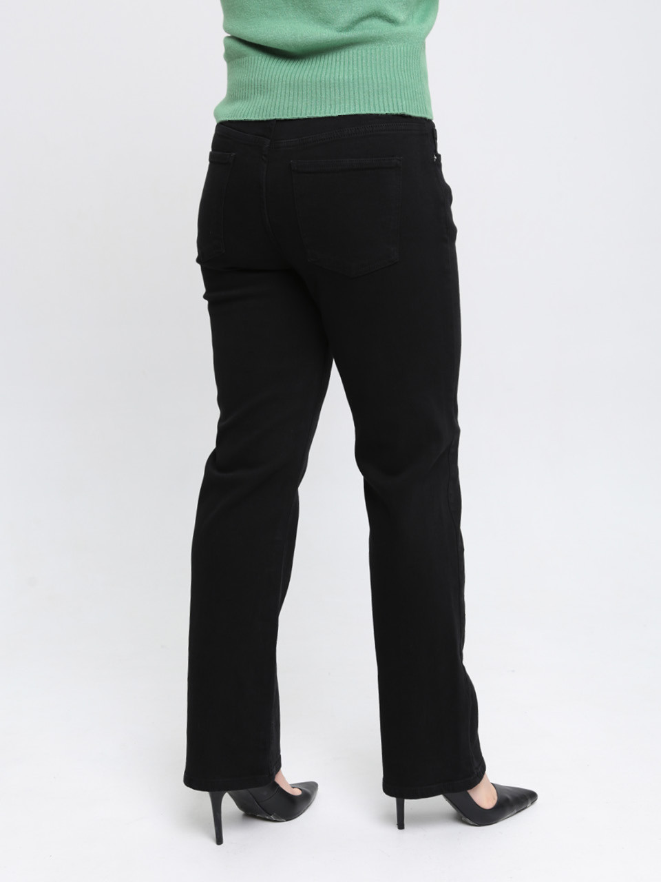 Джинси жіночі чорні прямі великі розміри 3268-B-045