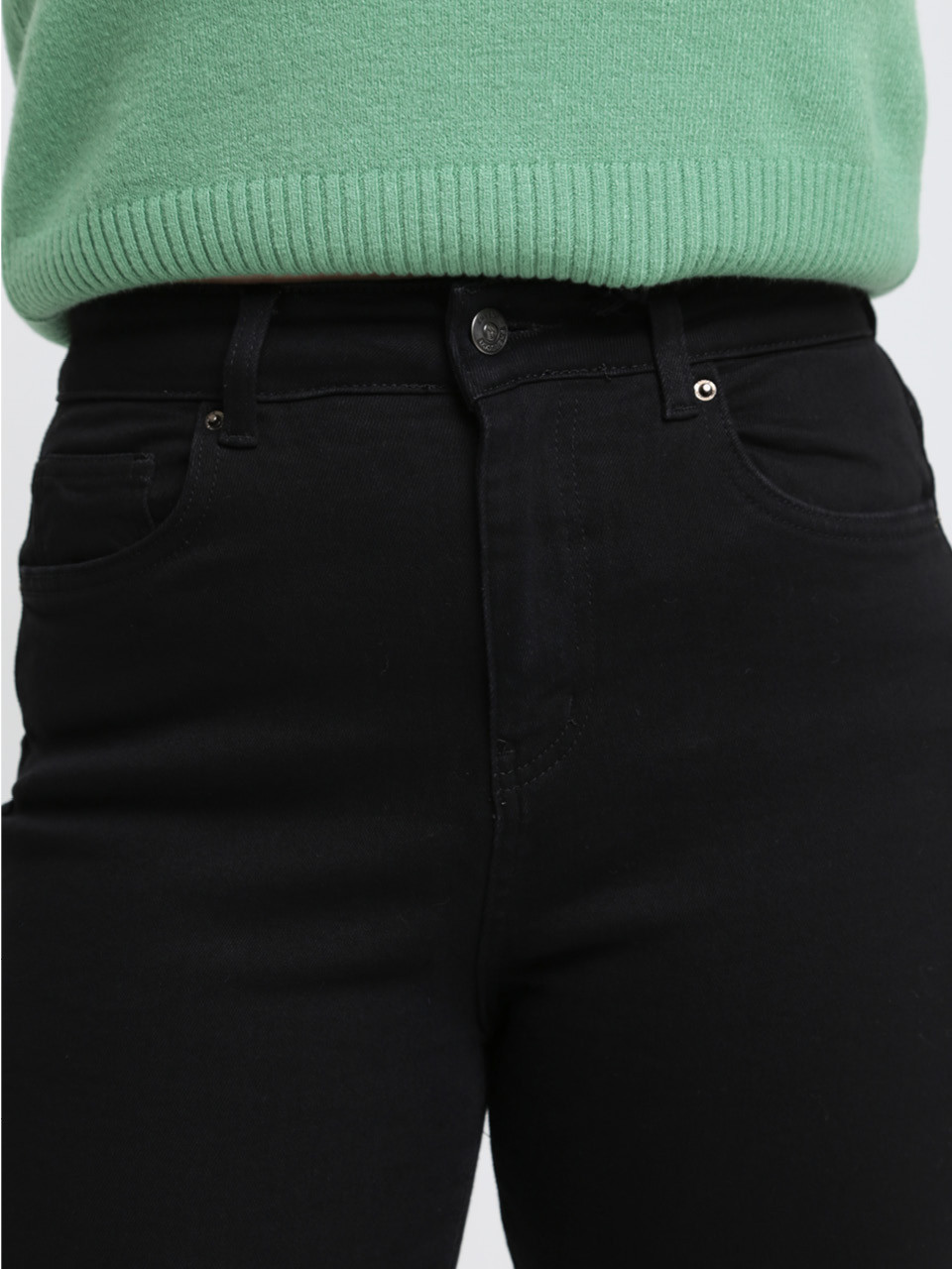 Джинсы женские утепленные черные на флисе слим МОМ большие 1291-B