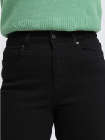 Джинсы женские утепленные черные на флисе слим МОМ большие 1291-B