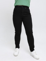 Джинсы женские утепленные черные на флисе слим МОМ большие 1291-B