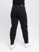 Джинсы женские утепленные черные на флисе МОМ 3256