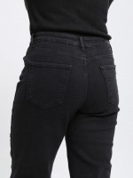 Джинсы женские утепленные черные на флисе МОМ 3256