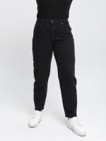 Джинсы женские утепленные черные на флисе МОМ 3256
